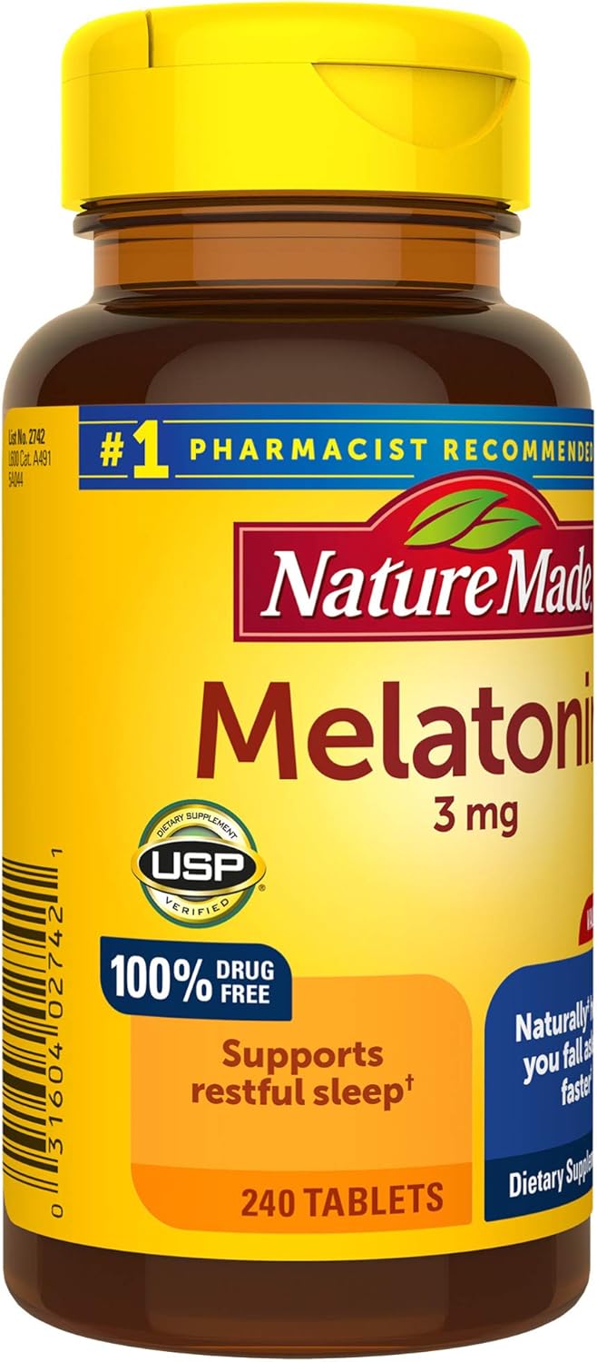 Nature Made Melatonin 3mg Tablets, 240 Count for Supporting Restful Sleep† (Packaging May Vary): Health & Personal Care