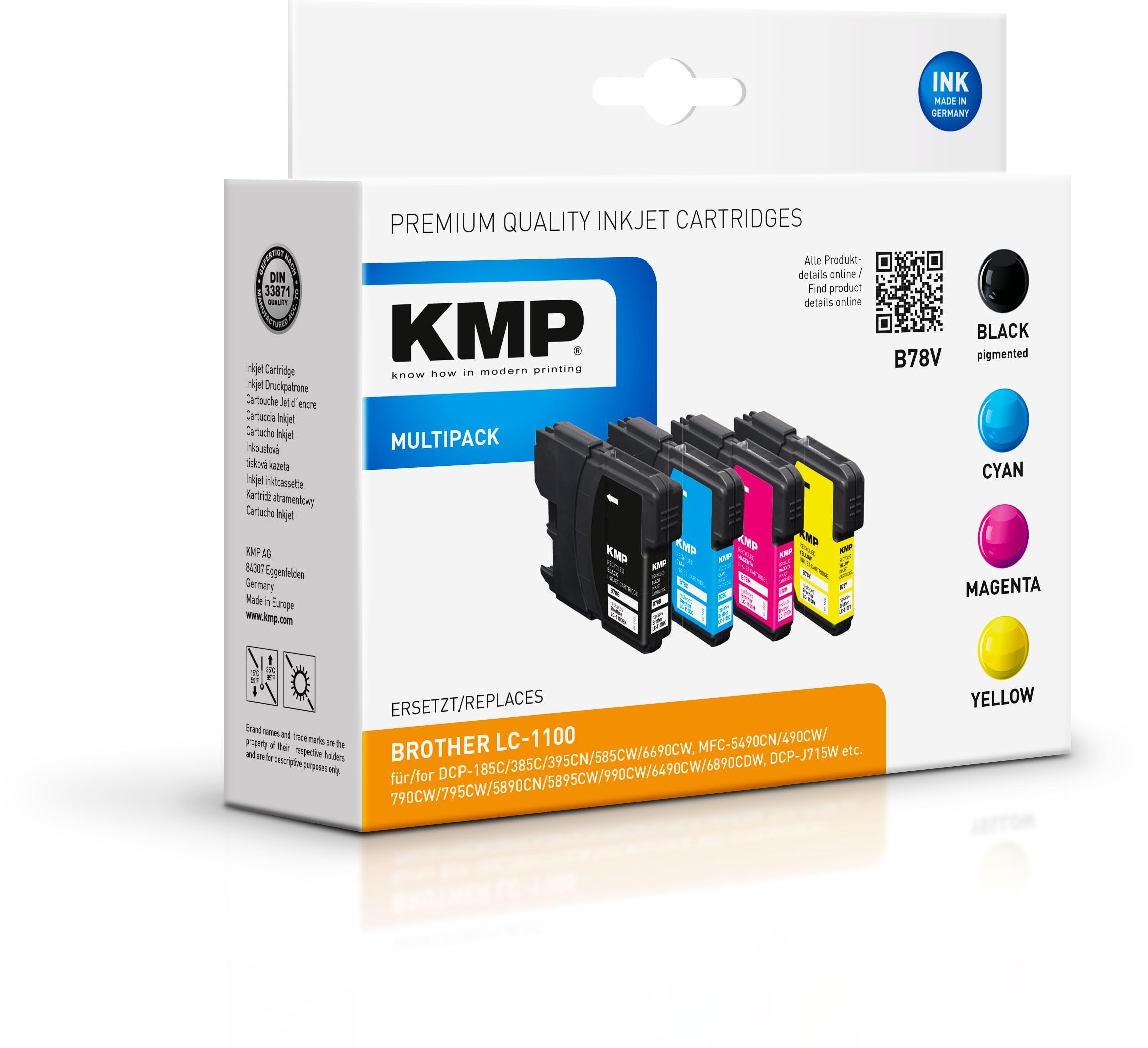 KMP Ink B78V Multipack Replaces Brother LC1100VALBP
