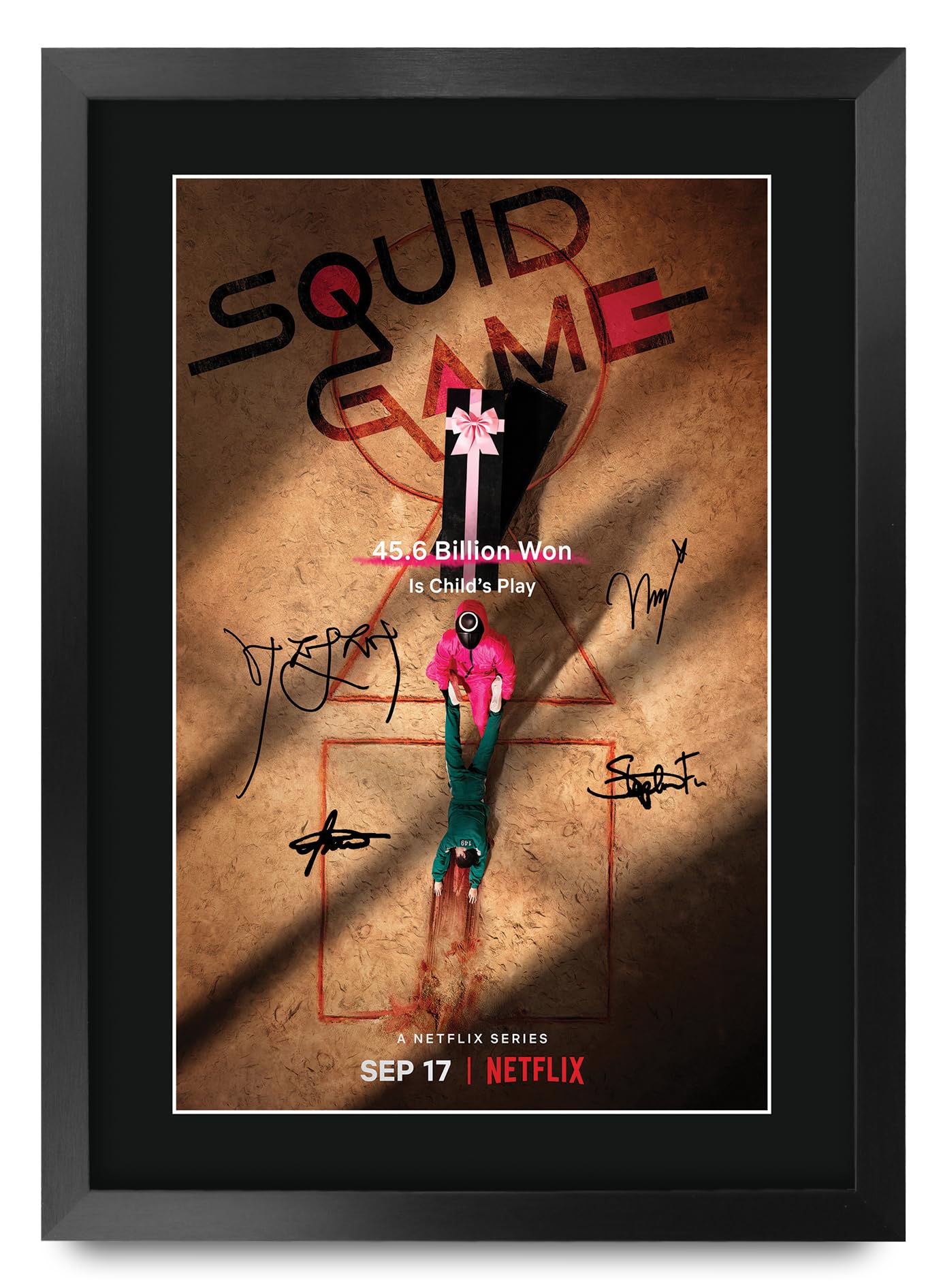 HWC Trading FR A3 Squid Game Gifts Printed Signed Autograph Poster for TV Memorabilia Fans - A3 Framed