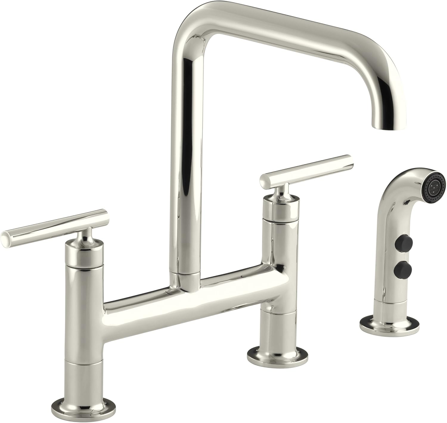 Kohler K 7548 4 Sn Purist Deck Mount Bridge Faucet With Sidespray