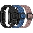 3 Packs Elastic Braided Bands Compatible with Fitbit Inspire 3/Inspire 2/Inspire HR/Inspire/Ace 3/Ace 2, Adjustable Stretchy Bands Elastic Sport Wristbands for Fitbit Inspire 3/2 for Women Men