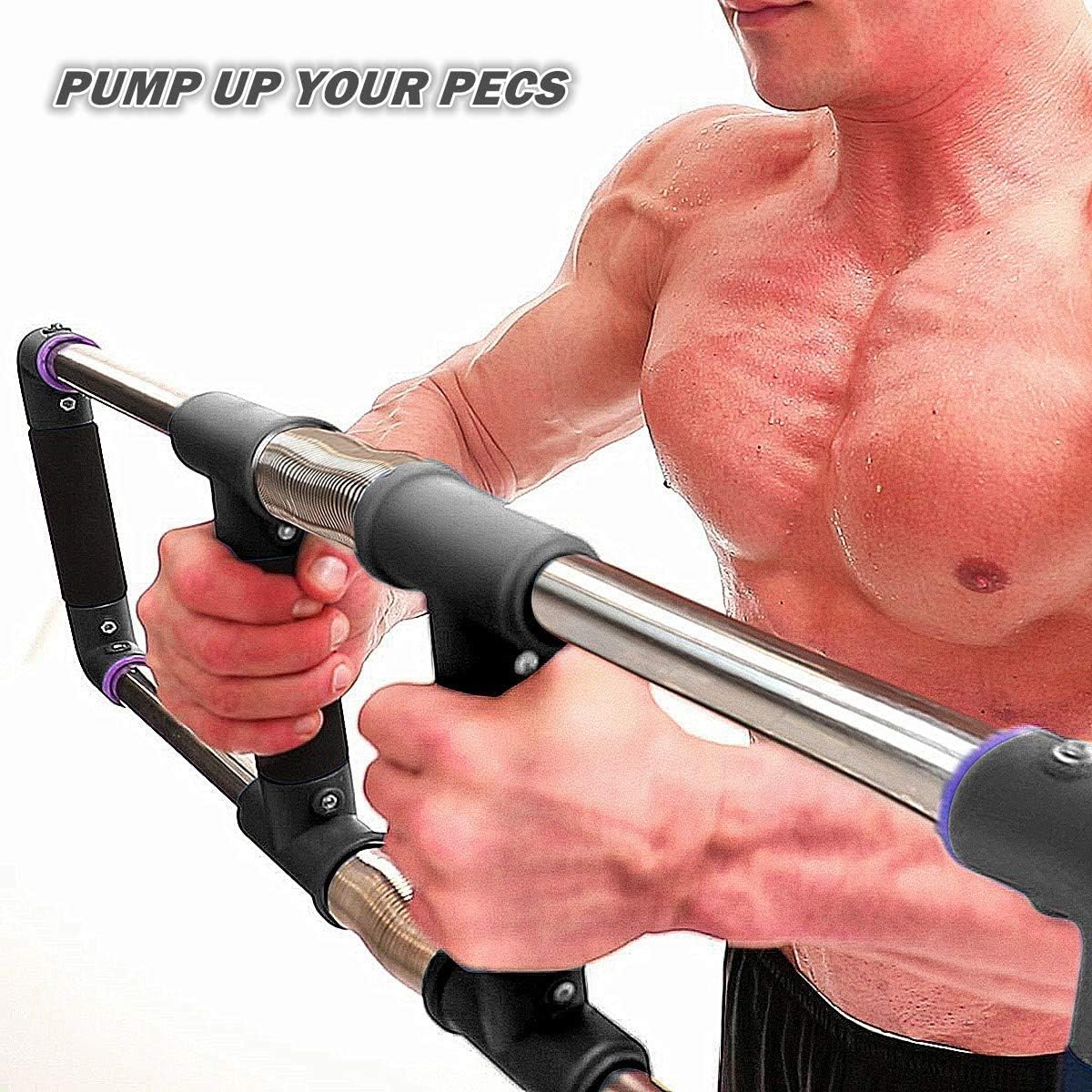 GoFitness Push Down Bar Machine - Chest Expander at Home Workout Equipment - Portable Spring Resistance Exercise Gym Kit for Home, Travel or Outdoors : Sports & Outdoors