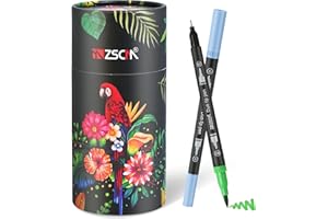 ZSCM QUALITY DECIDES THE FUTURE ZSCM 48 Colors Duo Tip Brush Markers Art Pen Set, Artist Fine and Brush Tip Colored Pens, for Adult Coloring Books Christmas Cards Drawing, Note taking Lettering Calligraphy Journaling