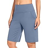 Blouty Women's 9" Bermuda Long Shorts Knee Length with Pockets High Waisted Shorts for Women Lounge Walking Athletic