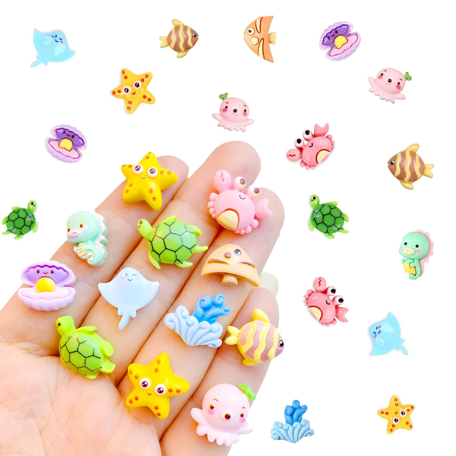 Photo 1 of 100 pcs Mini Ocean Resin Animals Plastic Animals Marine Miniature Aquarium Ornaments Decorations for DIY Fish Tank Potted Micro Fairy Garden Dollhouse (100PCS Marine Animal Set)
