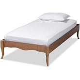 Baxton Studio Marieke Vintage French Inspired Ash Walnut Finished Wood Twin Size Platform Bed Frame