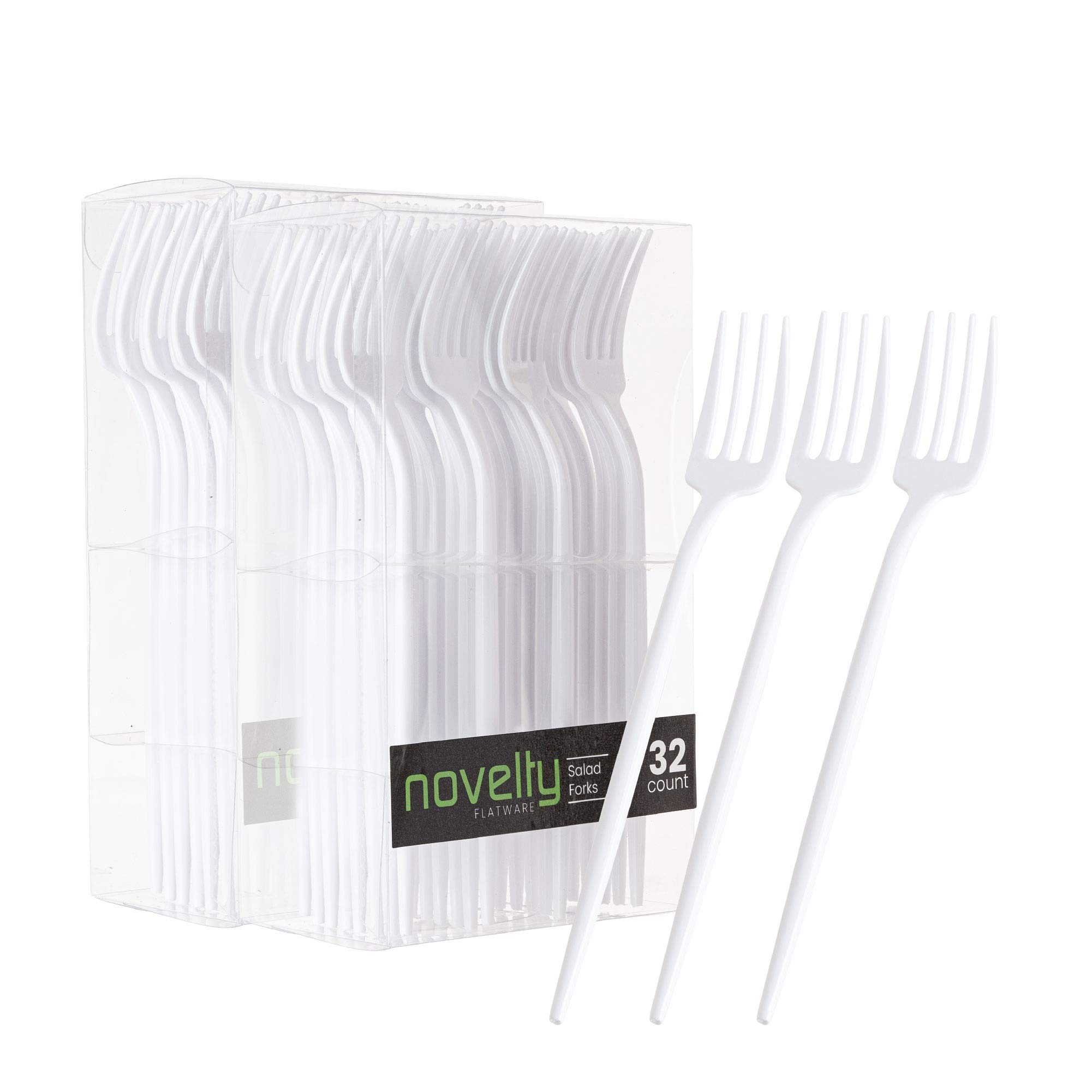 Photo 1 of Novelty Modern Flatware, Cutlery, Disposable Plastic Salad forks Luxury White 64 Count