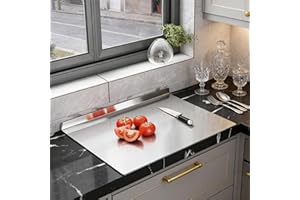 Stainless Steel Cutting Board – Large Chopping Board with Juice Groove, Food-Grade 304 Steel for Kitchen Prep, Dishwasher Saf