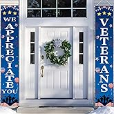 LOONELO Veterans Day Porch Banner, 2PCS We Appreciate You Patriotic Door Signs 70.8"x11.8", Thank You Veterans Hanging Decorations for American National Holiday Home Party Supplies