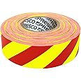 [NO ADHESIVE] Presco Stripe Patterned Roll Flagging Tape: 1-3/16 in. x 300 ft. (Yellow and Red Stripes)