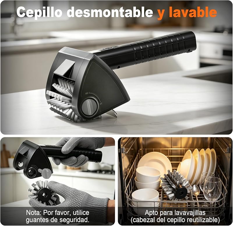 Cepillo Eléctrico para Barbacoa Inalámbrico 2 Velocidades