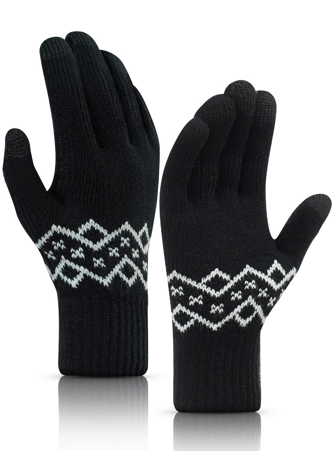 Winter Gloves Women Men - Thick -20°F Knit Touch Screen Running Gloves