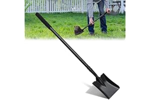 TWINKLETOOL Small Square Shovel for Digging with Metal Handle, 43.3 Inch Heavy Duty Small Shovel, Trench Shovels Ideal for Digging Gardening Trenching Camping Planting Transferring, Black