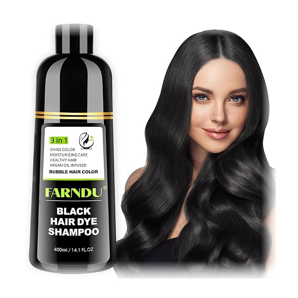 DYEING 221 BC FARNDU JET BLACK HAIR DYE SHAMPOO FOR WOMEN & MEN, 3 IN 1 NATURAL HERBAL COLOR SHAMPOO FOR 100% GRAY COVERAGE, AMMONIA & PARABEN FREE (500ML)