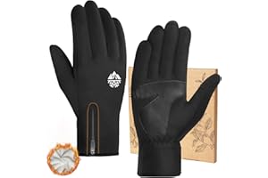RIGWARL Winter Gloves Men and Women Medium-Thick, Gloves for Cold Weather with Thermal Plush, Touchscreen Running Glove Adjustable Zippered Wrist for Walking The Dog Hiking Camping Cycling Work