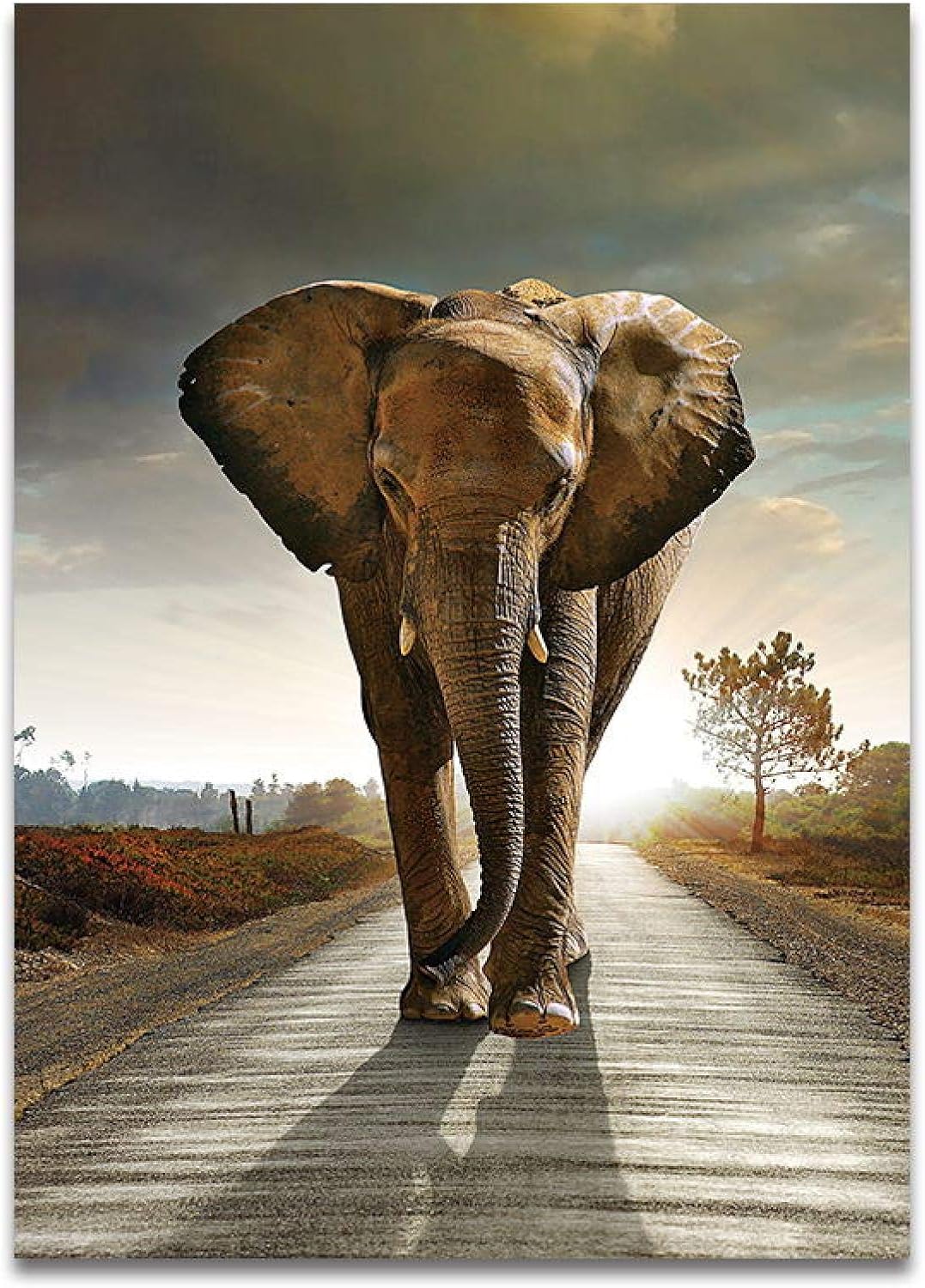 NIEMENGZHEN Animal de Pradera Africana Elefante Lienzo póster impresión