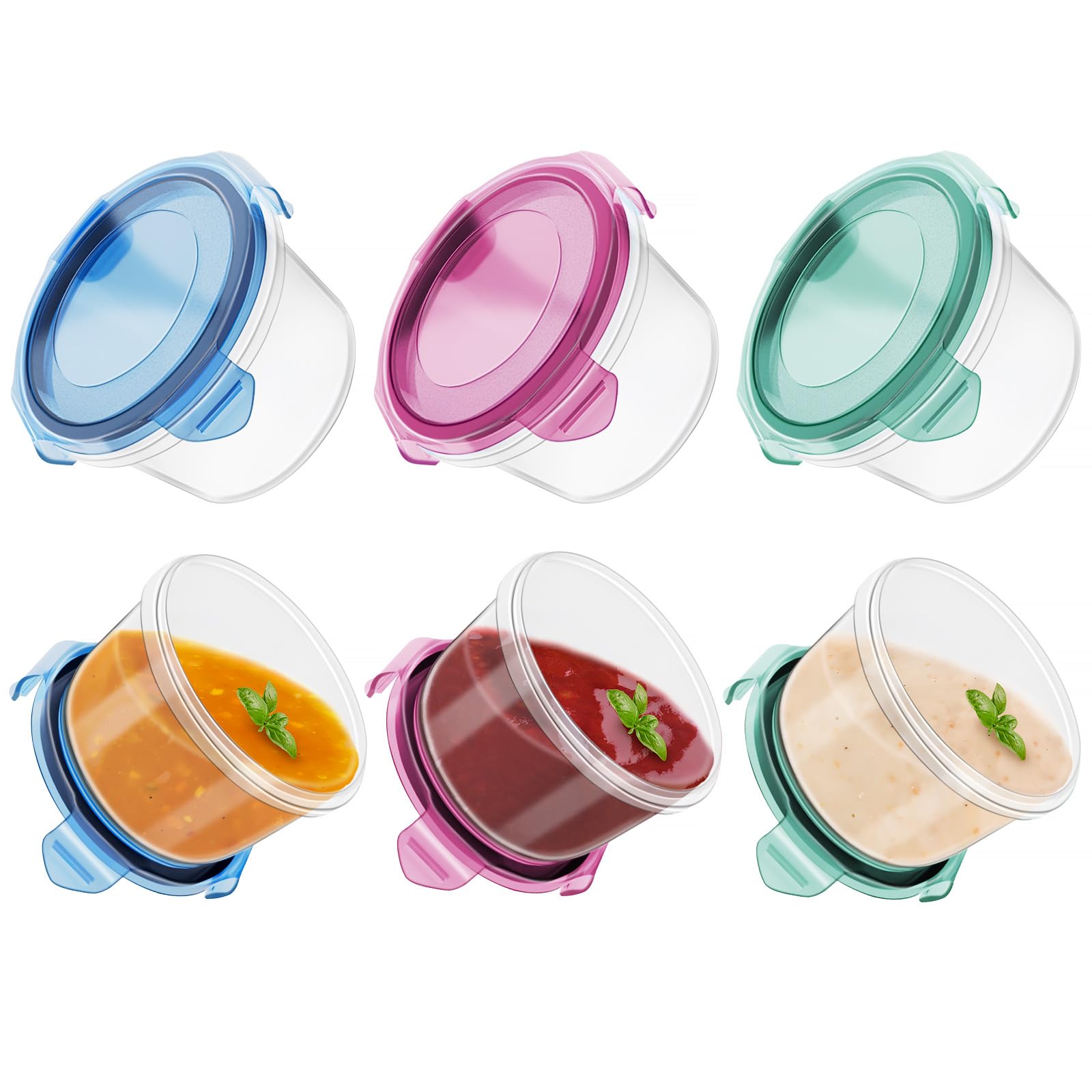 Photo 1 of **MISSING ONE**Freshmage Salad Dressing Container to Go, [6 Pack] 2.7 oz Small Condiment Containers with Leakproof Lids for On-the-Go Meals, Reusable Sauce Containers BPA-Free
