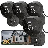 Famviva 2K Security Camera Wired, Outdoor/Indoor for Home, Pet, Baby, Nanny, IP65 Waterproof Color Night Vision, White Light & Siren, Recording, Motion Detection, Works with Alexa,Black-4P