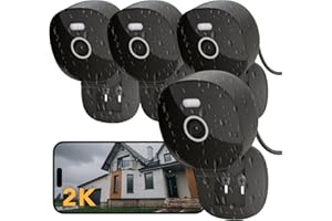 FAMVIVA 2K Security Camera, Outdoor/Indoor for Home, Pet, Baby, Nanny, IP65 Wterproof Color Night Vision, White Light & Siren, Recording, Motion Detection, Compatible with Alexa,Black-4P