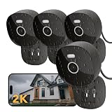 Famviva 2K Security Camera Wired, Outdoor/Indoor for Home, Pet, Baby, Nanny, IP65 Waterproof Color Night Vision, White Light & Siren, Recording, Motion Detection, Works with Alexa,Black-4P