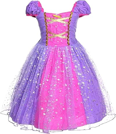 Discoball Princess Girls Rapunzel Costume Purple Pink Dress 3-4 Years