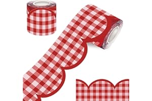 100FT Checkered Bulletin Board Border-Scalloped Checkerboard Decorative Roll for Walls, Desks, Windows, Doors, Lockers, Schoo