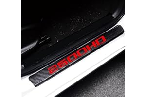 MAXDOOL 4Pcs Car Door Sill Protector Reflective 4D Carbon Fiber Sticker Decoration Door Entry Guard Door Sill Scuff Plate Stickers Compatible with Silverado Sierra 2500HD (Red)