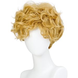 incohair Blonde Wigs For Men Short Fluffy Curly Wig Male Blond Layered Cosplay Synthetic Hair Wig Heat Resistant Wig for Hall