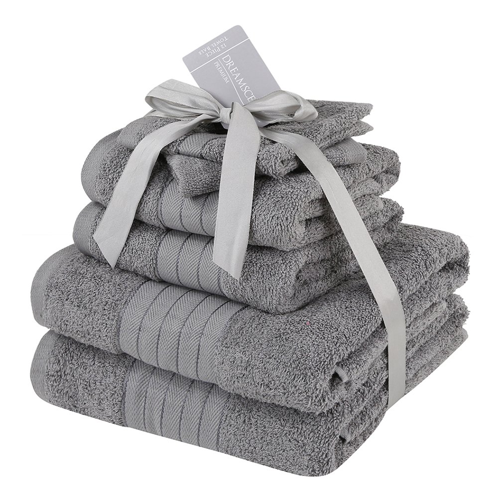 Brentfords Bath Bale, Towel Set, Cotton, Grey, 6 Piece