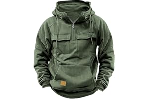 Lisgai Hoodies For Men Quarter Zip Tactical Sweatshirts Fall Winter Casual Long Sleeve Workout Pullover Outdoor Cargo Jackets