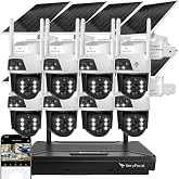 VeryFocal Solar Dual-Lens 8‑Pack Wireless Outdoor Security Camera System | 2.4/5GHz WiFi‑6, AI Tracking, 360&deg; PTZ, Color Night Vision, IP66 Weatherproof, 10CH 4K NVR, No Monthly Fee for Home Surveilla