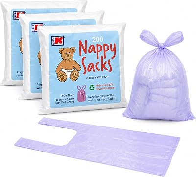 Kordis 600 Tie Handle Scented Nappy Bags 200 per pack 3 packs