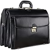 Banuce Large Leather Briefcase for Men with Lock 15.6 Inch Legal Attorney Lawyer Briefcase Doctor Bag Attache Case Hard