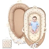 Baby Lounger - Infant Lounger for Newborn 0-24 Months, Ultra Soft Breathable Infant Floor Seat, Portable Babies Lounger for Baby Girls& Boys, Newborn Gifts(Khaki)