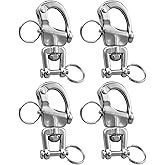 HZSIFU 4 PCS Snap Shackle 316 Stainless Steel, Swivel Jaw Quick Release Hook, Sailing Halyard Rigging Shackle, Heavy Duty Marine Hardware