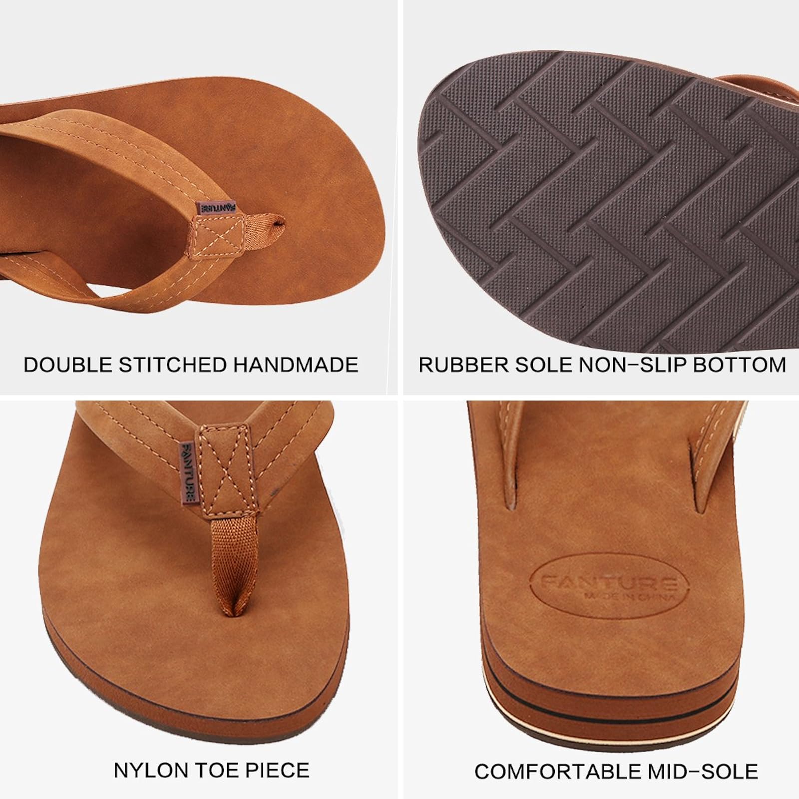Fanture Mens Flip Flops Arch Support Sandals