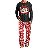 EverFahsion Mens Pajamas Set Soft Pjs Long Sleeve Sleep Set Lightweight Sleepwear 2-Piece Plaid Lounge Set with Pockets M-XL