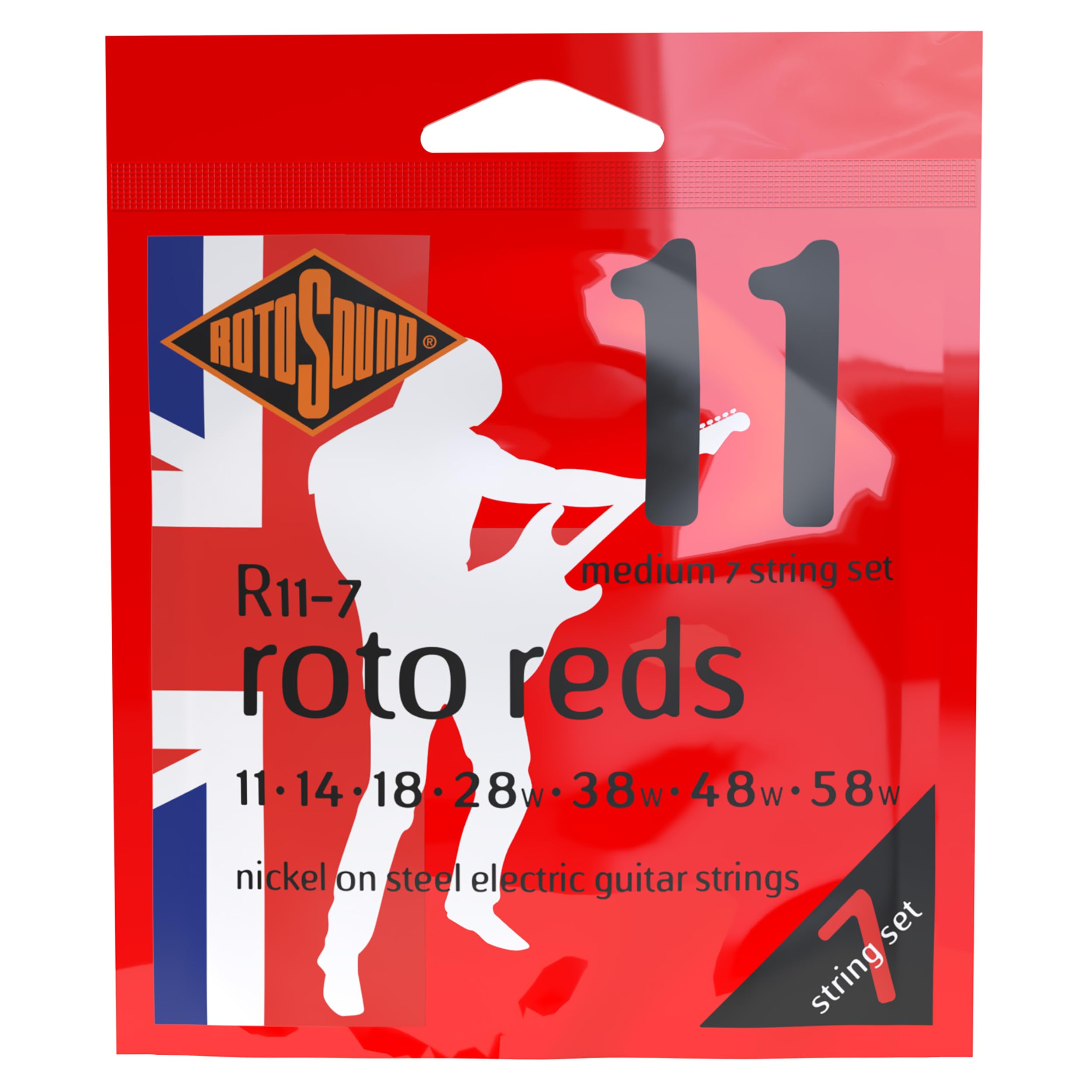 Rotosound Strings for E‑Guitar Roto Nickel Plated 7‑string REDS MED R11‑7 Medium 11‑58 — image 1
