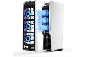 NEWDERY Cooling Fan for PS5, Upgraded 9-Blades & Larger Fan Quiet Cooler with Auto Speed, Extra USB3.0 Port & LED Light for PS5 Only, Not for PS5 Slim/Pro, White