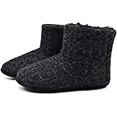 GPOS Knit Rock Wool Warm Men Indoor Pull on Cozy Memory Foam Slipper Boots Soft Rubber Sole