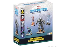 Asmodee Marvel: Crisis Protocol Iron Lad, Iron Monger, Kang The Conqueror & Rescue Character Pack - Tabletop Superhero Game, 