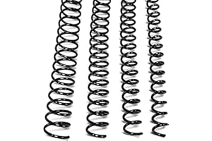Binditek 100 Pack Plastic Spiral Binding Coils, Multi Size (6mm, 8mm, 10mm, 12mm) (1/4", 5/16", 3/8", 1/2"), 4:1 Pitch, Black