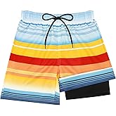 Sarfel Boys Swim Trunks with Compression Liner Kids Swimsuits Boys Bathing Suit Kids Board Shorts Teen Boy Quick Dry Shorts