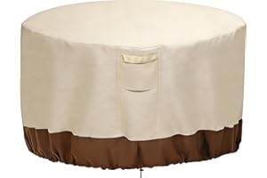 Vailge Fire Pit Cover Round,100% Waterproof Round Patio Fire Bowl Cover,Outdoor Heavy Duty Gas Firepit Table Covers with Air Vent and Handle