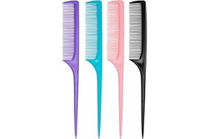 GAONSWOE 4 Pcs Rattail Combs for Women -Fine Tooth Styling Comb with Ergonomic Handle, Anti-Static Heat-Resistant Professional Hair Parting Tools for Smooth Detangling, Updos & Salon-Perfect Hairstyles.