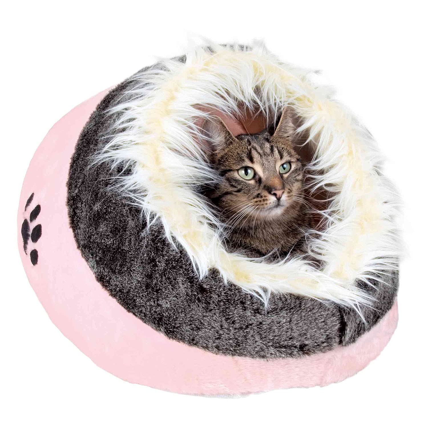 Trixie 36301 Minou Cuddly Cave Pink/Grey Cat Bed- 35 x 26 x 41 cm