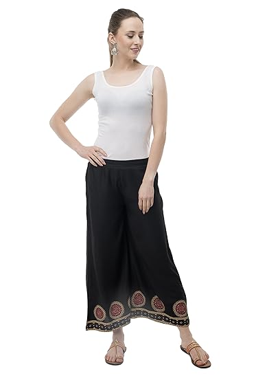 Women Rayon Plazo- Black
