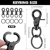Fentar 6Pcs Heavy Duty Dog Lead Clips Zinc Alloy 360° Swivel Snap Hook Black view 2