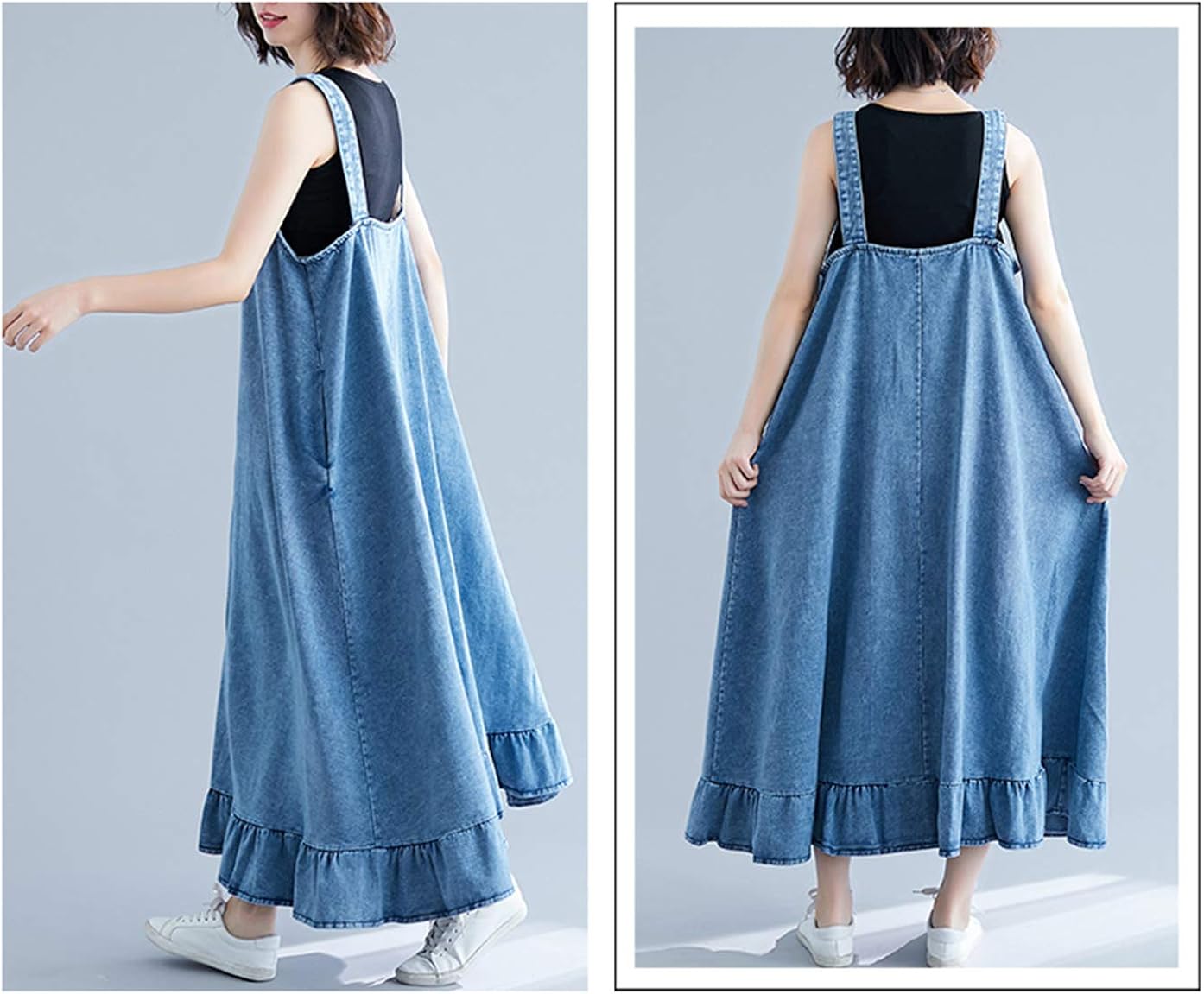 overall long dress denim