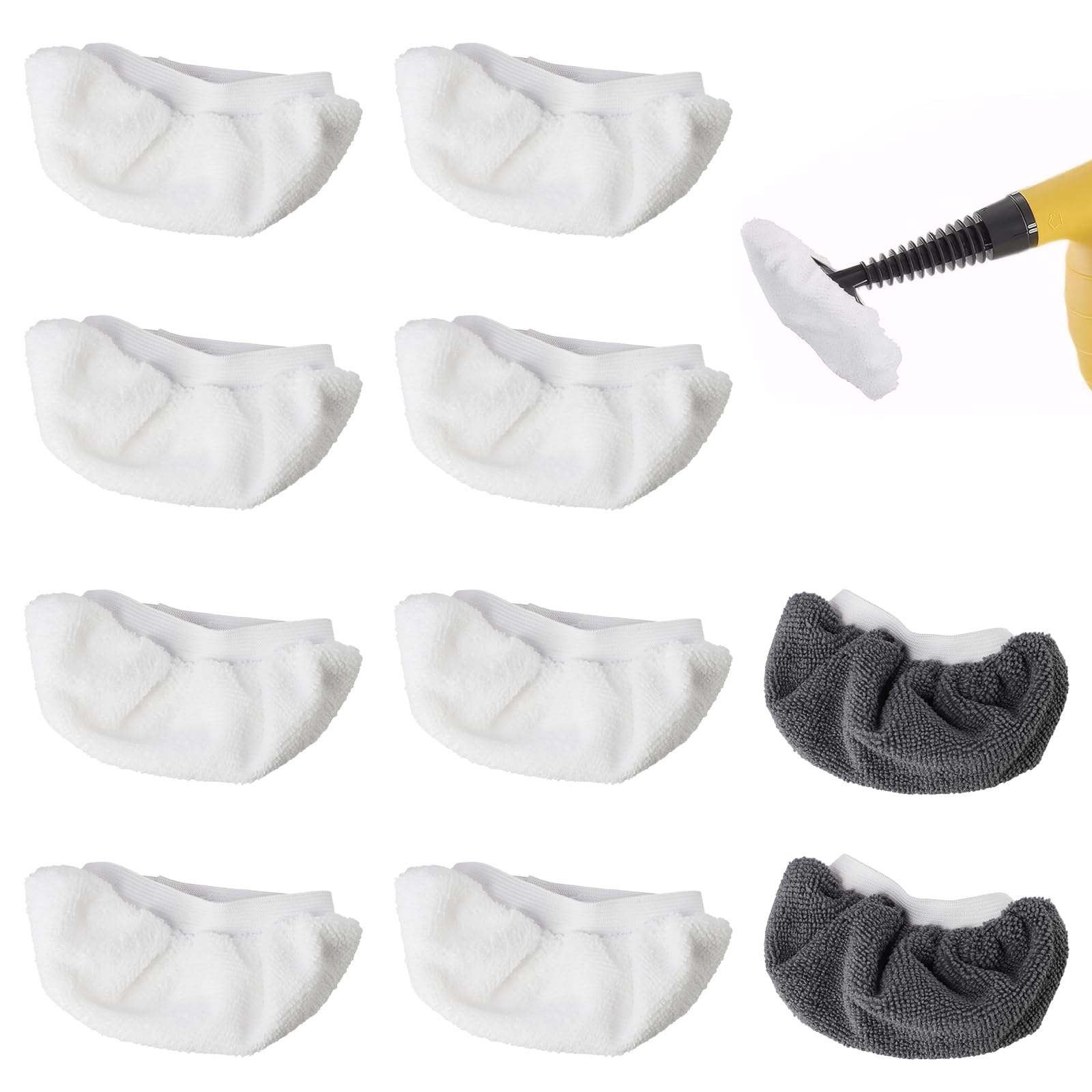 Photo 1 of 10 Pcs Steam Cleaner Cloth Cover, Universal Steam Mop Pads Two Color Options Washable and Reusable Suitable for Various Styles of Handheld Steam Cleaners (White+Gray)
